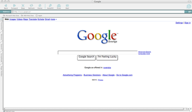 Internet Explorer 5 per Mac Screenshot Google Internet Explorer 5 per Mac Screenshot Google
